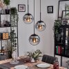 Gastor hanging light, globe light 30 cm clear, Smoke-coloured, 3-light sources