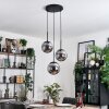 Gastor hanging light, globe light 30 cm chrome, Smoke-coloured, 3-light sources