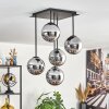 Gastor ceiling light, globe light chrome, Smoke-coloured, 5-light sources