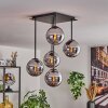 Gastor ceiling light, globe light chrome, Smoke-coloured, 5-light sources