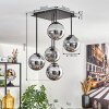 Gastor ceiling light, globe light chrome, Smoke-coloured, 5-light sources