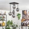 Gastor ceiling light, globe light chrome, Smoke-coloured, 5-light sources