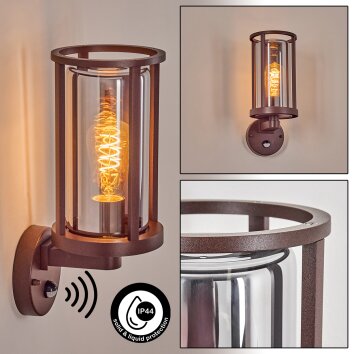 Martinha outdoor wall light rust-coloured, 1-light source, Motion sensor