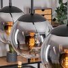 Gastor hanging light, globe light chrome, clear, Smoke-coloured, 3-light sources