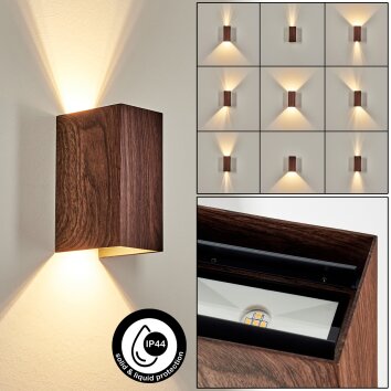 Woods outdoor wall light, Up & Down Light LED Wood like finish, black, 1-light source