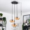 Mertola hanging light, globe light black, 3-light sources