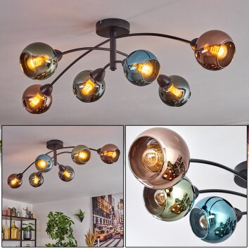 Linneryd ceiling light, globe light black, 6-light sources