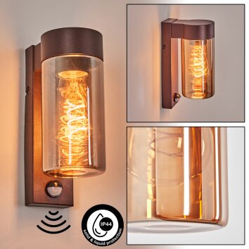 Encoberta outdoor light, outdoor wall light rust-coloured, 1-light source, Motion sensor