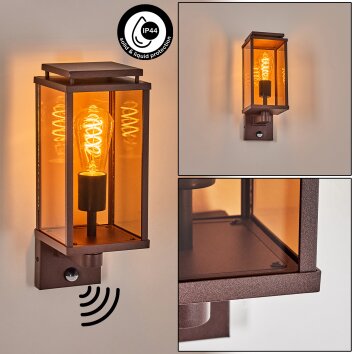 Cadafaes outdoor wall light rust-coloured, 1-light source, Motion sensor