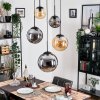 Gastor hanging light, globe light 45 cm black, 5-light sources