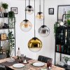 Gastor hanging light, globe light 45 cm black, 5-light sources