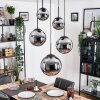 Gastor hanging light, globe light 45 cm black, 5-light sources