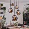 Gastor hanging light, globe light 45 cm black, 5-light sources