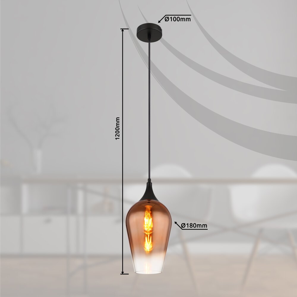 Globo lighting Lavus hanging light black, 1-light source
