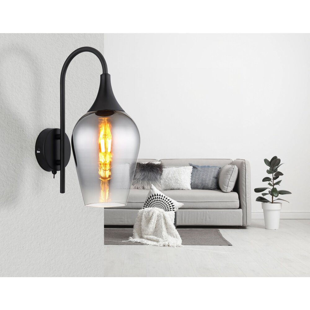 Globo lighting Lavus wall light black, 1-light source
