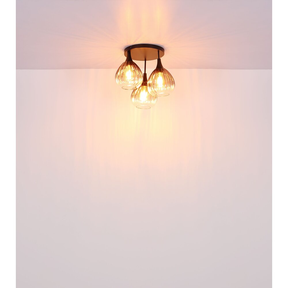 Globo lighting Olsen ceiling light black, 3-light sources