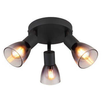 Globo lighting Satella ceiling light, ceiling spotlight, wall light, wall spotlight clear, Smoke-coloured, 3-light sources