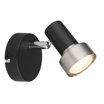 Globo lighting Mason ceiling light, ceiling spotlight, wall light, wall spotlight chrome, black, 1-light source