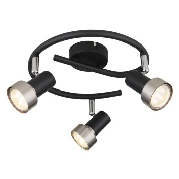 Globo lighting Mason ceiling light, ceiling spotlight, wall light, wall spotlight chrome, black, 3-light sources