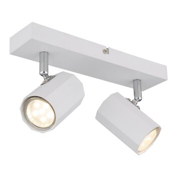 Globo lighting James ceiling light, ceiling spotlight, wall light, wall spotlight white, 2-light sources