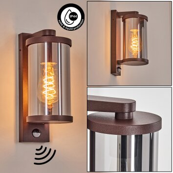 Telhada outdoor light, outdoor wall light rust-coloured, 1-light source, Motion sensor