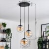 Gastor hanging light, globe light Amber, clear, 3-light sources