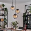 Gastor hanging light, globe light Amber, clear, 3-light sources