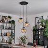 Gastor hanging light, globe light Amber, clear, 3-light sources