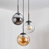 Gastor hanging light, globe light Amber, clear, Smoke-coloured, 3-light sources