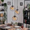 Gastor hanging light, globe light Amber, clear, 3-light sources