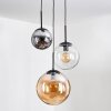 Gastor hanging light, globe light 30 cm Amber, clear, Smoke-coloured, 3-light sources