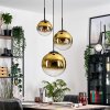 Gastor hanging light, globe light 30 cm gold, clear, 3-light sources