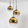 Gastor hanging light, globe light 30 cm gold, clear, 3-light sources