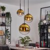 Gastor hanging light, globe light 30 cm gold, clear, 3-light sources