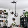 Gastor hanging light, globe light 30 cm chrome, Smoke-coloured, 3-light sources