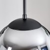 Gastor hanging light, globe light 30 cm chrome, Smoke-coloured, 3-light sources