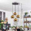 Koyoto hanging light, globe light gold, clear, 4-light sources