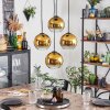 Koyoto hanging light, globe light gold, clear, 4-light sources