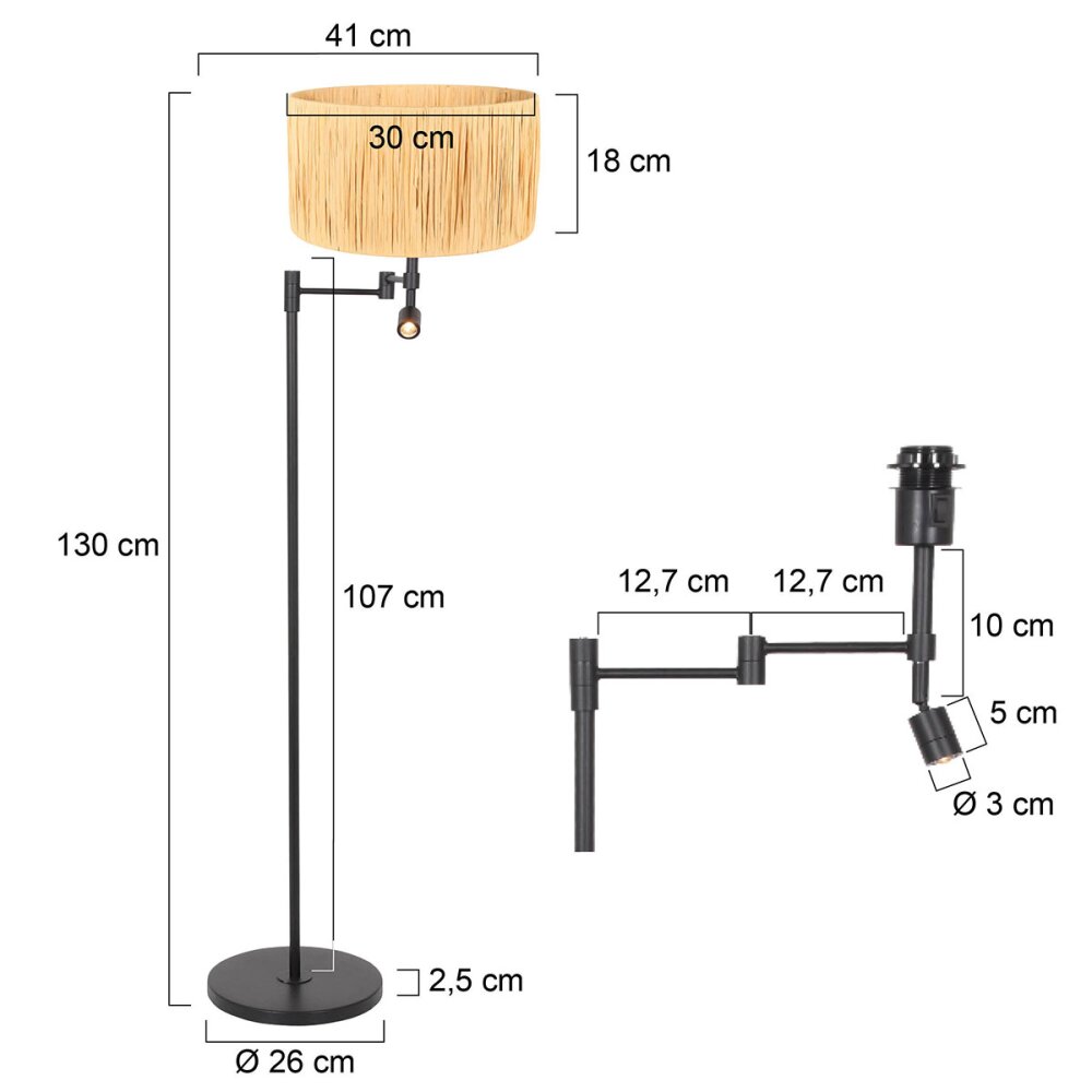 Steinhauer lights Stang floor lamp LED black, 2-light sources