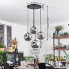 Ripoll hanging light, globe light, pendant light chrome, Smoke-coloured, 4-light sources