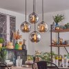 Ripoll hanging light, globe light, pendant light chrome, Smoke-coloured, 4-light sources