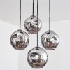 Ripoll hanging light, globe light, pendant light chrome, Smoke-coloured, 4-light sources