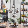 Ripoll hanging light, globe light, pendant light chrome, Smoke-coloured, 4-light sources