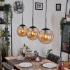 Gastor hanging light, globe light, pendant light Amber, 3-light sources