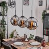 Gastor hanging light, globe light, pendant light chrome, Smoke-coloured, 3-light sources