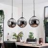 Gastor hanging light, globe light, pendant light chrome, Smoke-coloured, 3-light sources