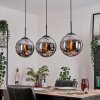 Gastor hanging light, globe light, pendant light chrome, Smoke-coloured, 3-light sources