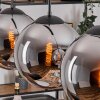 Gastor hanging light, globe light, pendant light chrome, Smoke-coloured, 3-light sources