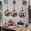 Gastor hanging light, globe light, pendant light chrome, Smoke-coloured, 3-light sources