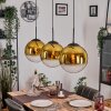 Gastor hanging light, globe light, pendant light gold, clear, 3-light sources